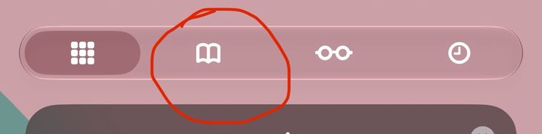 The new tab screen with the Bookmarks icon circled